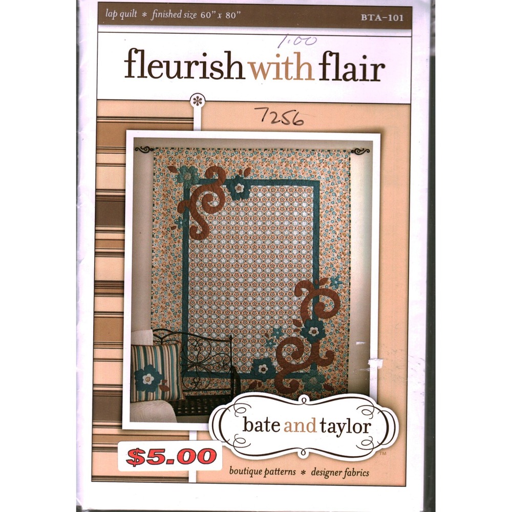 Bate and Taylor Fleurish with Flair Lap Quilt Pattern 7256 Floral Applique